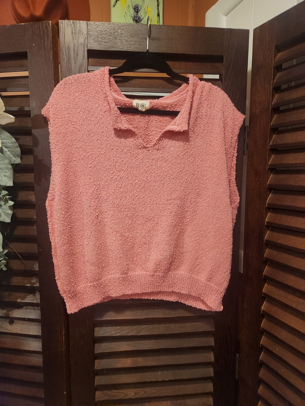 BIBI Textured Sleeveless Sweater Tank in Dusty Rose